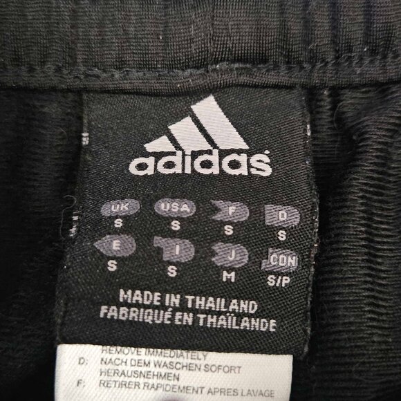 Adidas Track Pants Mens Small Woven 3 Stripe W/ Pockets Black W/ Red Stripes - Picture 3 of 4